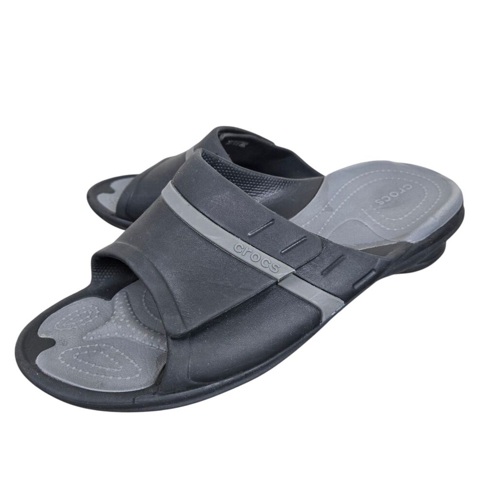 Crocs Modi Sports Slide Men's Sz 12 Black Gray Adjustable Comfort